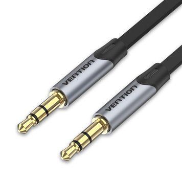Кабель Vention Audio 3.5 мм - 3.5 мм (M/M), 1 м, Metal Type, чорний/сріблястий (BAPHF) 367585 фото