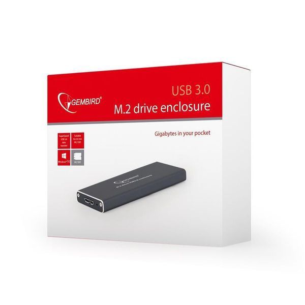 Зовнішня кишеня Gembird для підключення SSD M.2, USB 3.0, алюміній, Black (EE2280-U3C-01) 295078 фото