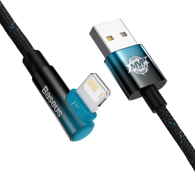 Кабель Baseus MVP 2 USB - Lightning (M/M), 2.4A, 1 м Black/Blue (CAVP000021) 547512 фото