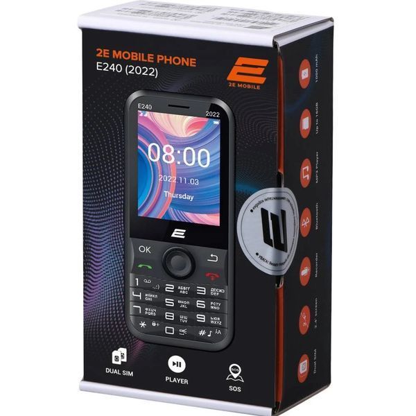 Мобiльний телефон 2E E240 2022 Dual Sim Black (688130245159) 451677 фото