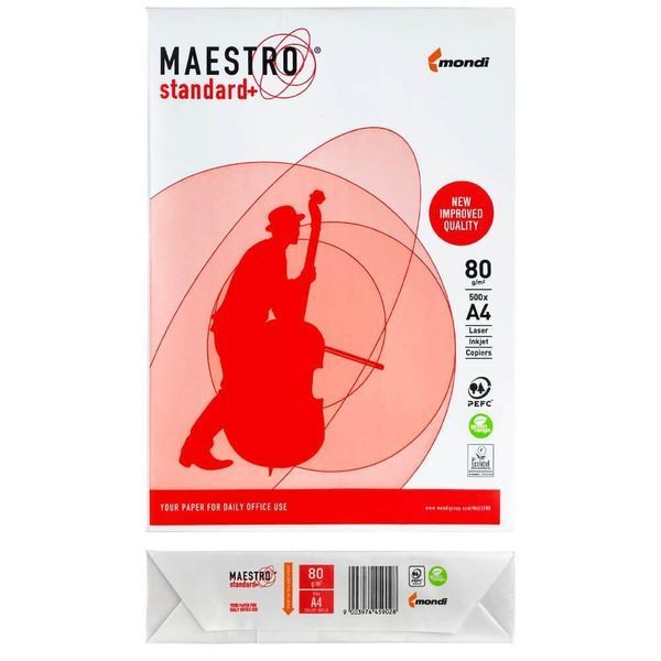 Папір Maestro офісний Standart+, Mondi, 80г/м2, А4, класс В+, 500л 271113 фото