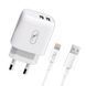 Зарядний пристрій SkyDolphin SC22EBL (2USB, 2.1A) White (MZP-000162) + кабель Lightning 382830 фото 1