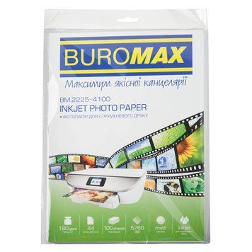 Фотопапір Buromax матовий 180г/м2 А4, 100л (BM.2225-4100) 556288 фото