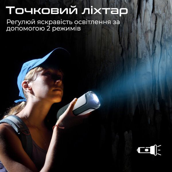 Ліхтарик кемпінговий Promate з Bluetooth колонкою та вбудованим повербанком на 6000 мАг Green (campmate-4) 558112 фото