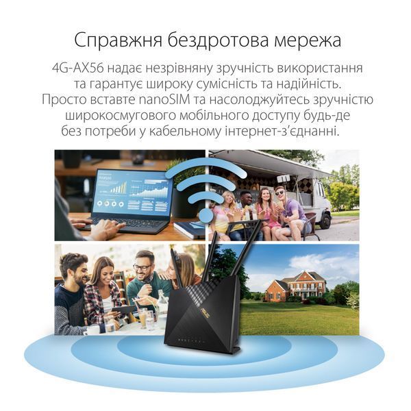 Бездротовий LTE маршрутизатор Asus 4G-AX56 (90IG06G0-MO3110) 393767 фото