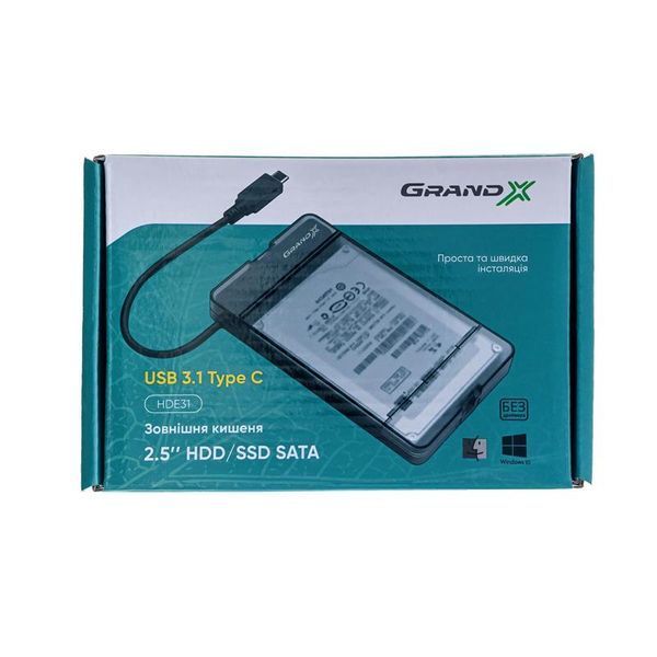 Зовнішня кишеня Grand-X для HDD 2,5" USB 3.1 Type-C (HDE31) 311789 фото