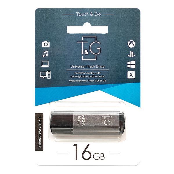 Флеш-накопичувач USB 16GB T&G 121 Vega Series Grey (TG121-16GBGY) 371038 фото
