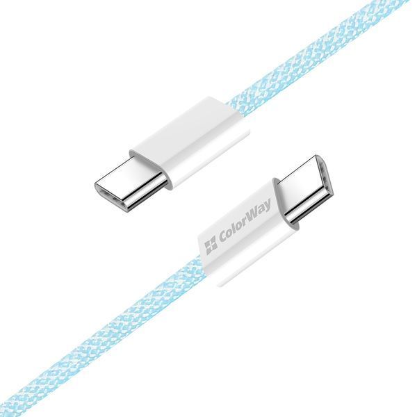 Кабель ColorWay USB Type-C + USB Type-C (M/M), 3.0 А, 1 м, Blue (CW-CBPDCC061-BL) 525064 фото