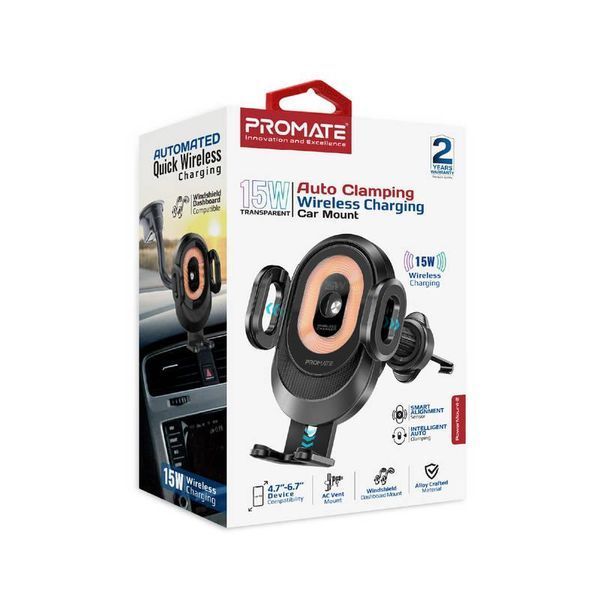 Автомобільний зарядний пристрій з тримачем Promate PowerMount-2 Black 530512 фото