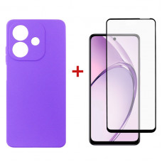 Чохол-накладка Dengos Carbon для Oppo A3X Purple (DG-KM-124) + захисне скло