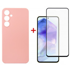 Чохол-накладка Dengos для Samsung Galaxy A55 SM-A556 Pink (DG-KM-92) + захисне скло