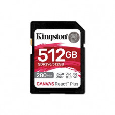 Карта пам`яті SDHC 512GB UHS-II/U3 Class 10 Kingston Canvas React Plus V60 SD R280/W150MB/s (SDR2V6/512GB)