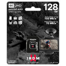 Карта пам`яті MicroSDXC 128GB UHS-I/U3 Class 10 GOODRAM IRDM + SD-адаптер R100/W70MB/s (IR-M3AA-1280R12)