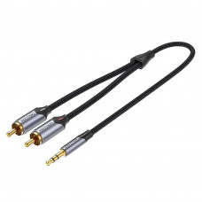 Кабель Vention 3.5 мм - 2xRCA (M/M), 1 м, Black (BCNBF)