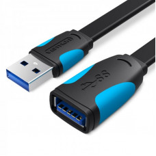 Кабель подовжувач Vention Flat USB3.0 AF - USB3.0 AM, 1 m, Black (VAS-A13-B100)