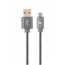 Кабель Cablexpert USB - micro USB V 2.0 (M/M), преміум, 2 м, сірий (CC-USB2S-AMmBM-2M-BG)