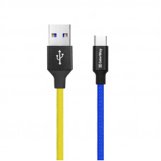 Кабель ColorWay USB-USB Type-C, 2.4А, 1м, Blue/Yellow (CW-CBUC052-BLY)