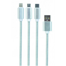 Кабель Cablexpert USB - Lightning + micro USB + USB Type-C (M/M), 1 м, сріблястий (CC-USB2-AM31-1M-S)