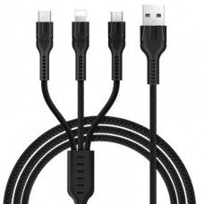Кабель Hoco U31 Benay 3in1 USB - Lightning/micro USB/USB-C, 1.2 м, Black (K17892)