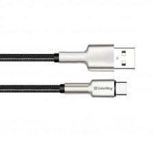 Кабель ColorWay USB-USB Type-C, head metal, 2.4А, 1м, Black (CW-CBUC046-BK)