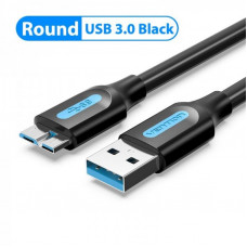 Кабель Vention USB-MicroUSB-B PVC Round nickel-plated, 0.5m Black (COPBD)