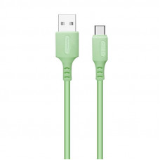 Кабель ColorWay USB - USB Type-C (M/M), soft silicone, 2.4 А, 1 м, Green (CW-CBUC042-GR)