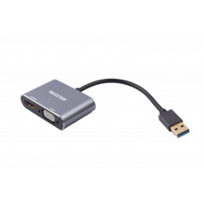 Адаптер-перехідник Maxxter USB - HDMI+VGA (M/F), Grey (V-AM-HDMI-VGA)