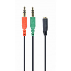 Аудіо-кабель Cablexpert 3.5 мм - 2х3.5 мм (M/F), 0.2 м, чорний (CCA-418)