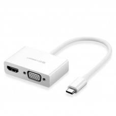 Адаптер Ugreen MM123 HDMI+VGA - USB Type-C (F/M), White (30843)