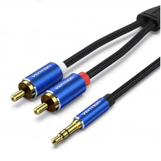 Кабель Vention AUX 3.5 mm M - 2xRCA M, 1.5 m, Blue (BCPLG)