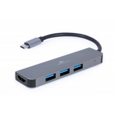 Концентратор USB-C Cablexpert 3хUSB3.1 метал, Grey (A-CM-COMBO2-01)