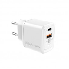 Мережевий зарядний пристрій Intaleo TCG30GAN USB-C PD+USB-A QC 3.0 White (1283126578274)
