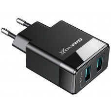 Мережевий зарядний пристрій Grand-X (2xUSB 2.4А) Black (CH-50)