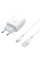 Зарядний пристрій Hoco C72A Glorious (1USB, 2.1А) White (6931474713001) + кабель MicroUSB