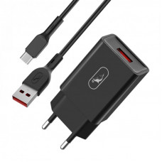 Зарядний пристрій SkyDolphin SC36V (1USB, 2.4A) Black (SDMZP-000176) + кабель microUSB