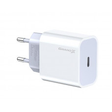 Мережевий зарядний пристрій Grand-X (1xUSB-C 20W) QC4.0, PD 3.0, FCP, AFC White (CH-770)