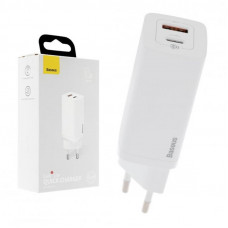 Мережевий зарядний пристрій Baseus GaN2 Lite (1USB, 1USB-C) 65W White (CCGAN2L-B02)