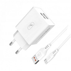 Зарядний пристрій SkyDolphin SC30T (2USB, 2.1A) White (SDMZP-000113) + кабель Type-C