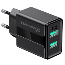 Мережевий зарядний пристрій Grand-X CH-15B (2xUSB 2.4A) Black