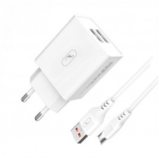 Зарядний пристрій SkyDolphin SC30V (2USB, 2.1A) White (SDMZP-000114) + кабель microUSB