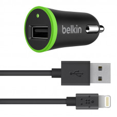 Автомобільний зарядний пристрій Belkin USB BoostUp Charger (Lightning сable, USB 2.4A) Black (F8J121bt04-BLK)