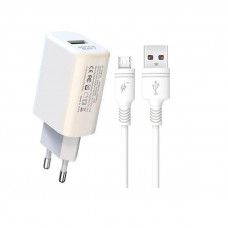 Мережевий зарядний пристрій XO L85 (1USBх3A) QC3.0 White (XO-L85m-WH) + кабель microUSB