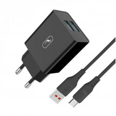 Зарядний пристрій SkyDolphin SC30V (2USB, 2.1A) Black (SDMZP-000172) + кабель microUSB