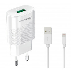 Мережевий зарядний пристрій Grand-X (1xUSB 2.1А) White (CH-17WL) + кабель Lightning